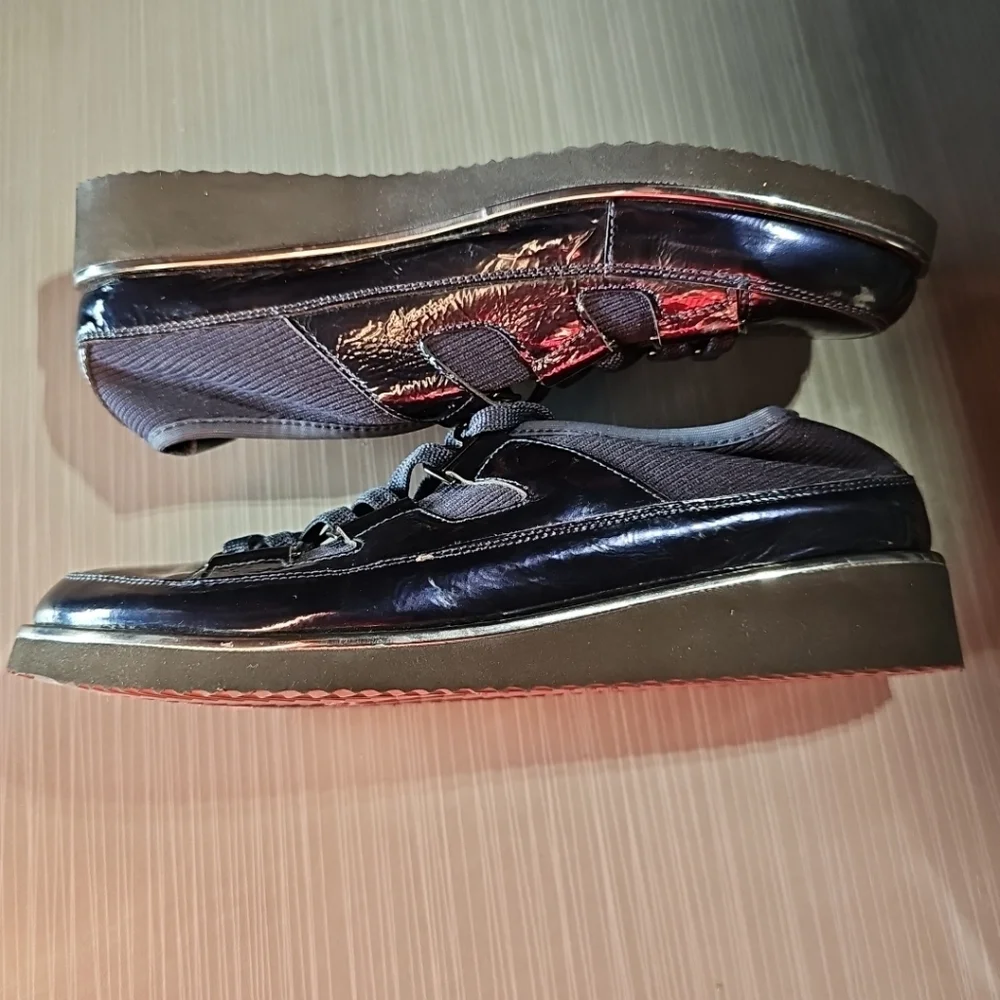 Ron White Noki Stretch Fabric & Crinkle Nappa Leather Wedge‎ Sneaker 37.5 (US 7)